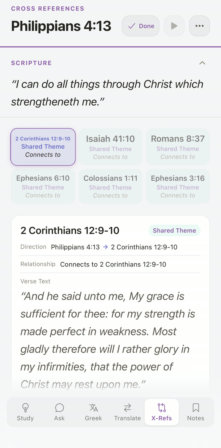 Cross-references on a verse